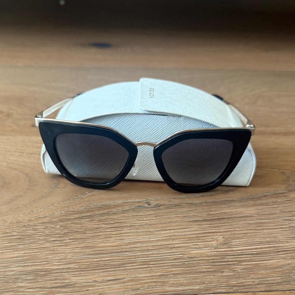 Prada Black Sunglasses with Gold Accents